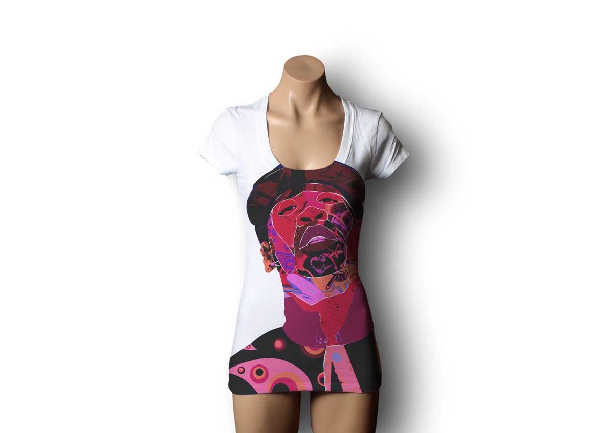 D'CHROME FOSTER<br><br>A depiction of the rapper with a sort of moody ratchet feel to it became a merch concept.