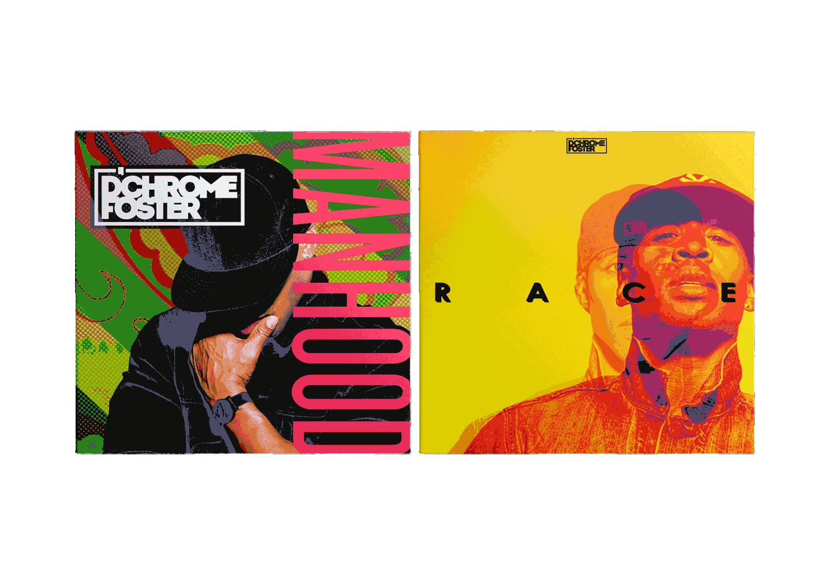 D'CHROME FOSTER<br><br>Photography (Theik Smith) was used with illustrative pattern designs to create mood for the artist.