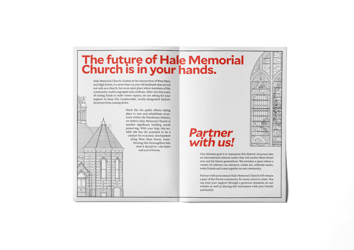 YAKU “SAVE HMC” CAMPAIGN<br><br>The brochure opens to tell the story of the building, and how people can get involved in its rescue.