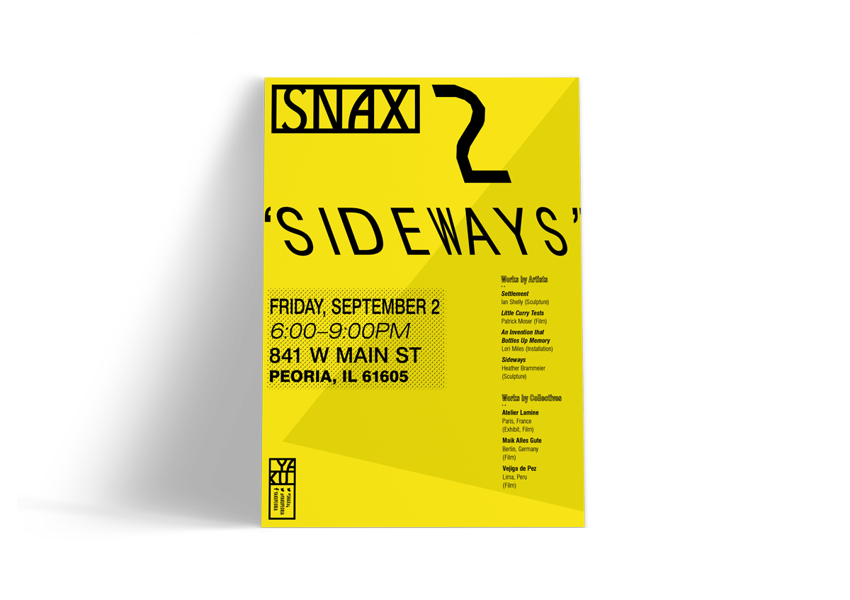 SNAX IDENTITY & MARKETING<br><br>SNAX are Yaku's Small Nomadic Art eXperiences, and expressions of the arts & culture programming prong of Yaku’s mission. While the fate of rescuing Hale Memorial Church (HMC) was on one track, art experiences were staged in unused commercial spaces, and later in shipping containers, on West Main Street within blocks of HMC.